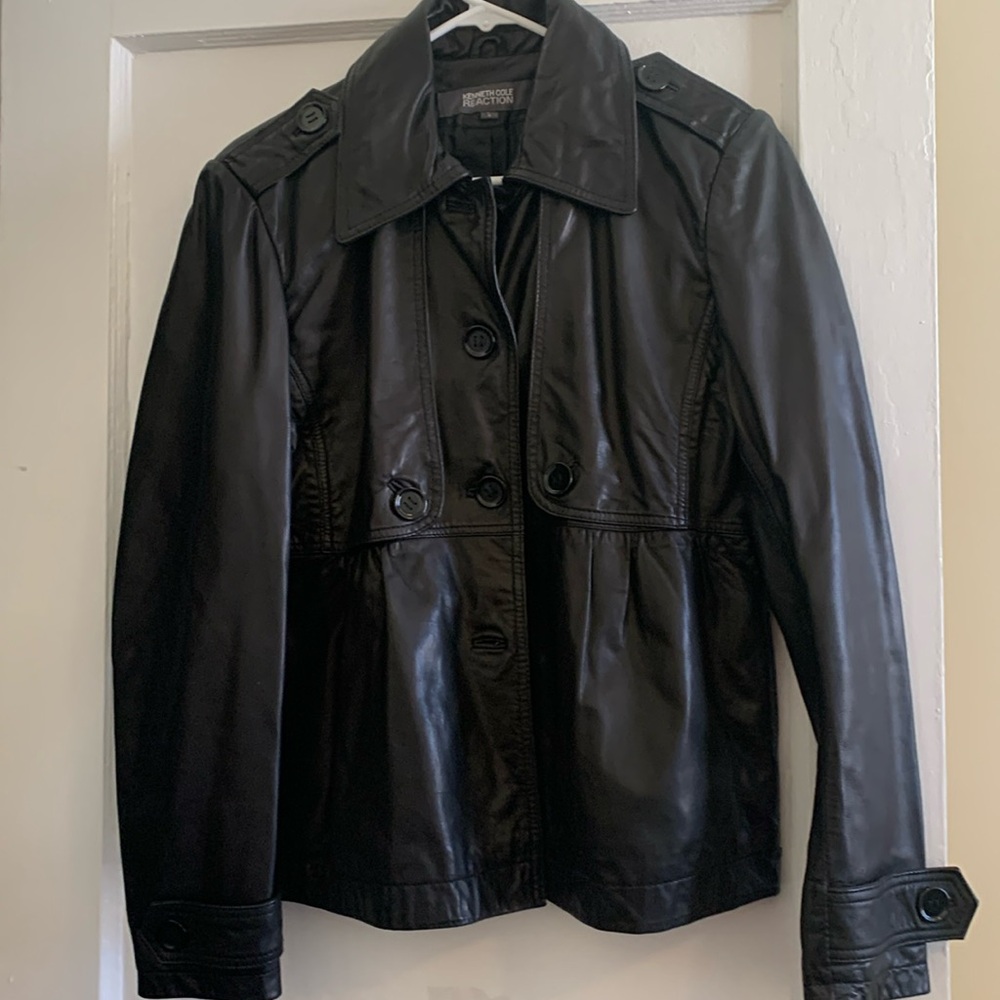 Kenneth Cole Pure Leather Peplum Jacket